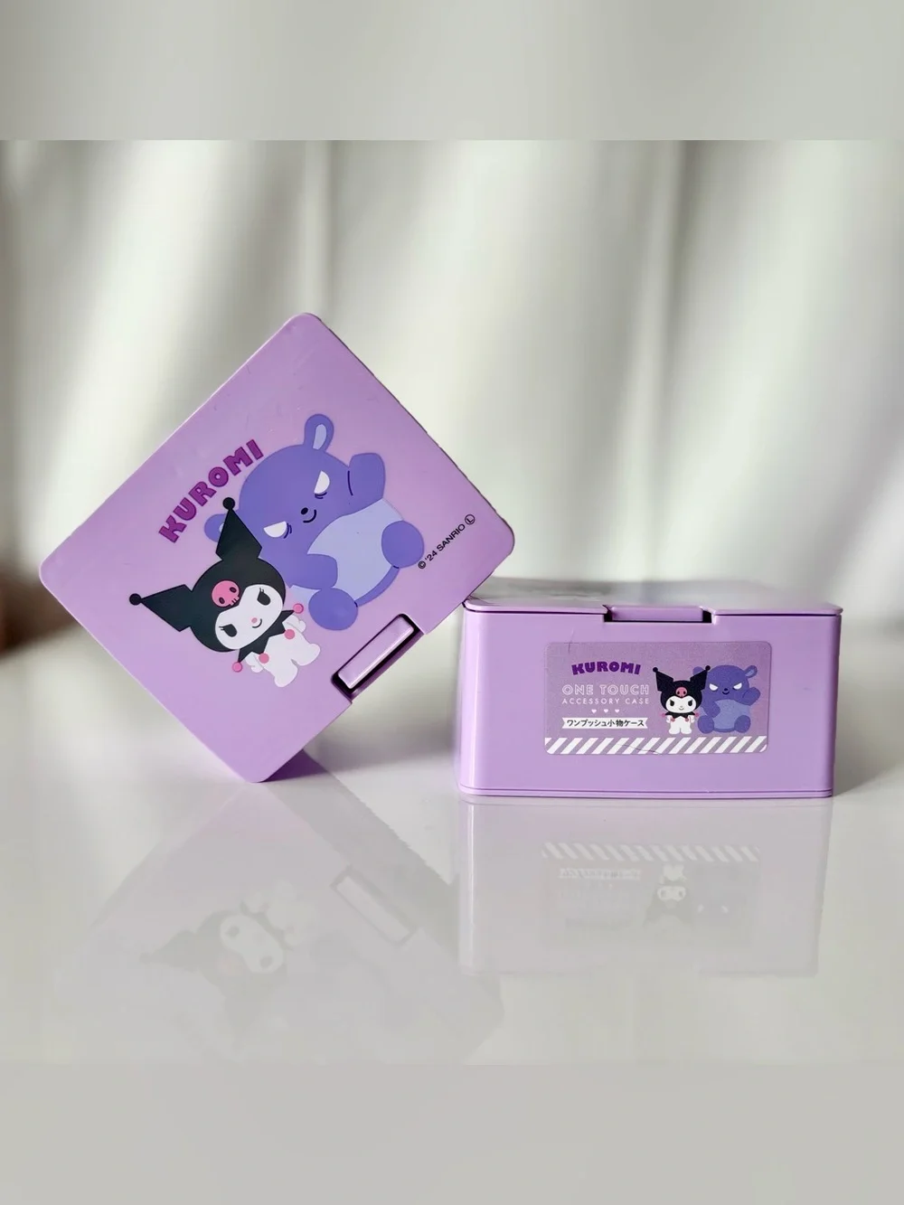 Kuromi Purple One-touch Pop Up Desk Storage Container Case NWT